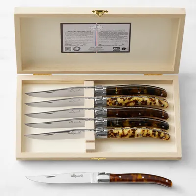 Jean Dubost Tortoise Acrylic Steak Knives, Set of 6