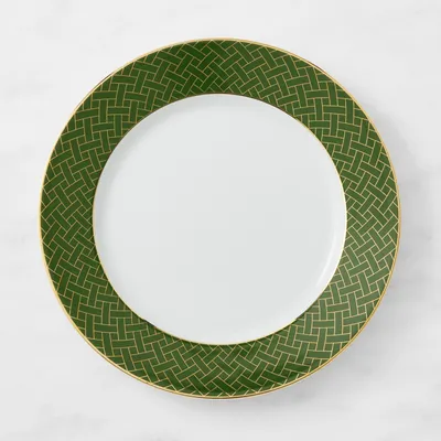 Garden Lattice Dinner Plates, Green Rim
