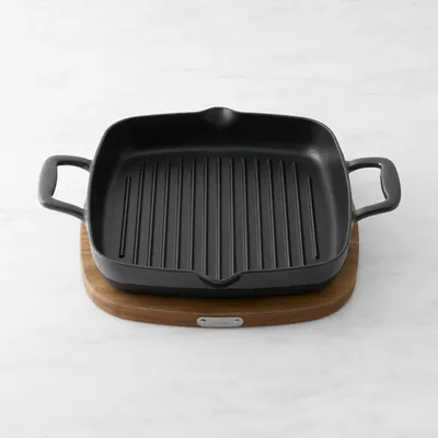 All-Clad Enameled Cast Iron Grill Pan with Trivet, 11"