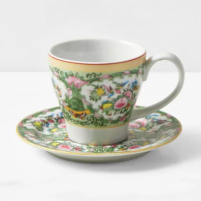 Famille Rose Tea Cup & Saucers, Set of 4