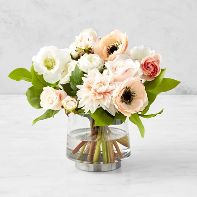 Faux Mixed Spring Floral Arrangement, Cylinder Vase