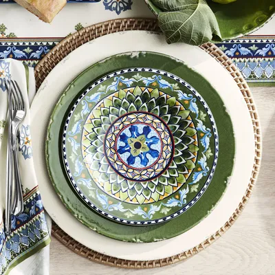 Sicily Ceramic Salad Plates, Set of 4, Mixed Green