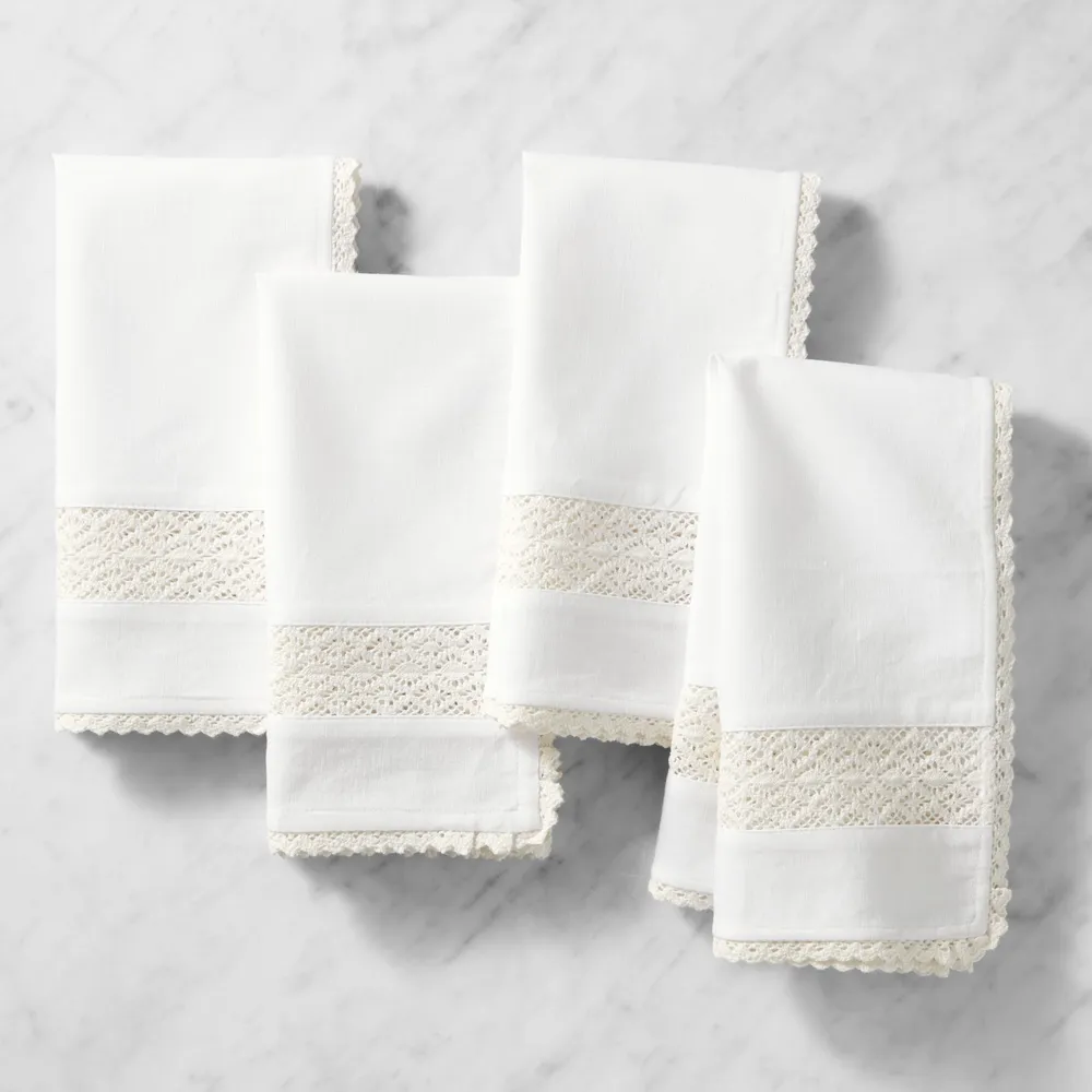 Crochet Inset Napkins, Set of 4