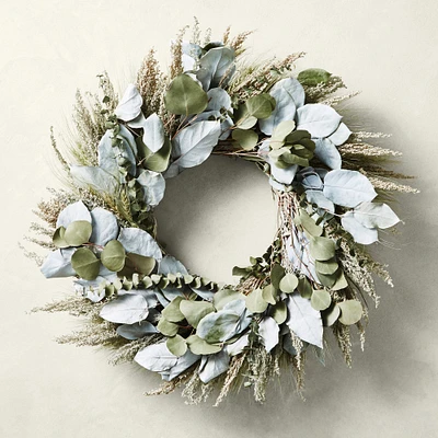 Painted Salal and Eucalyptus Live Wreath