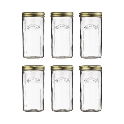 Kilner Wide Mouth Canning Jar, 34 oz, Set of 6