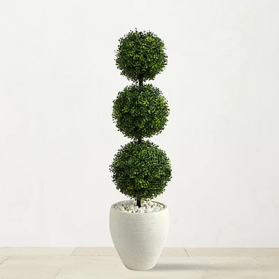 3.5' Faux Triple Ball Boxwood Topiary