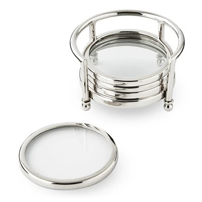 Stainless Steel and Glass Coasters, Set of 4
