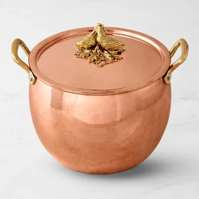 Ruffoni Historia Hammered Copper Stock Pot, 14-Qt., Lovebirds Knob
