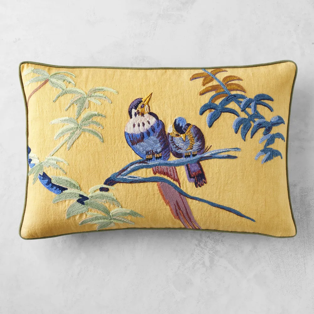 Peacock Embroidered Pillow Cover