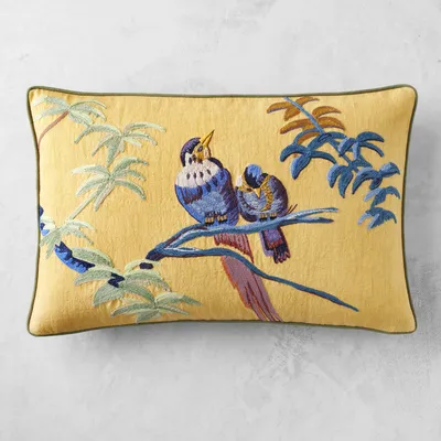 Peacock Embroidered Pillow Cover