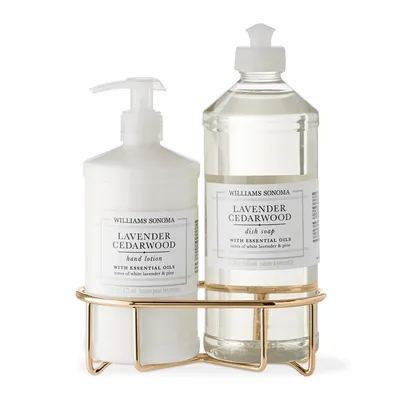 Williams Sonoma Lavender Cedarwood Hand Soap & Dish 3-Piece Kitchen Set