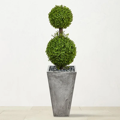 4' Faux Indoor/Outdoor Double Boxwood Topiary Tree in Cement Planter