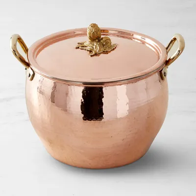 Ruffoni Historia Hammered Copper Stock Pot with Artichoke Knob