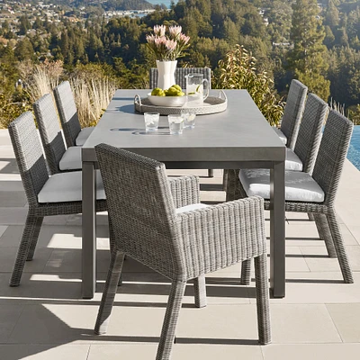 Larnaca Outdoor Slate Grey Metal Fibrestone Dining Table & Siena Chairs