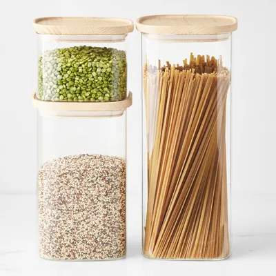 Hold Everything Stackable Glass Square Canisters
