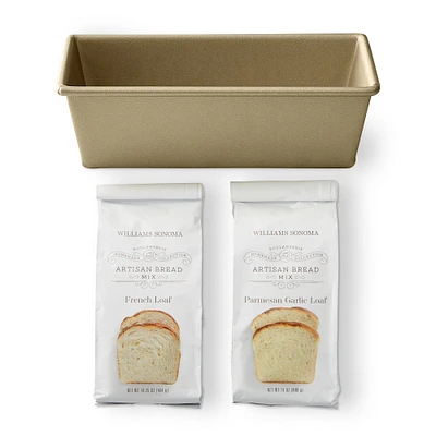 Williams Sonoma Artisan French & Parmesan Garlic Bread Mixes with Goldtouch® Pro Loaf Pan