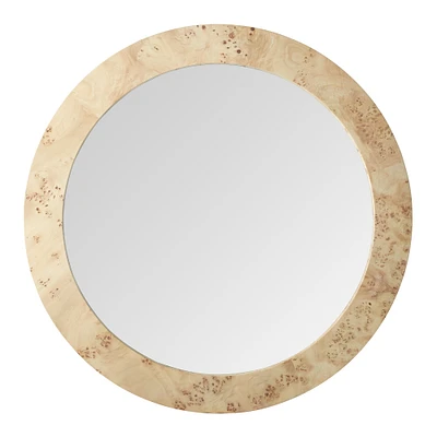 Burl Wood Round Wall Mirror