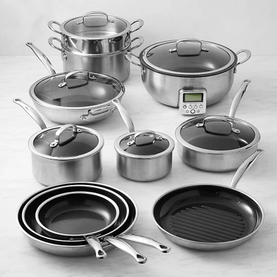 GreenPan™ Premiere Stainless-Steel Ceramic Nonstick 15-Piece Cookware Set with Essential Pan