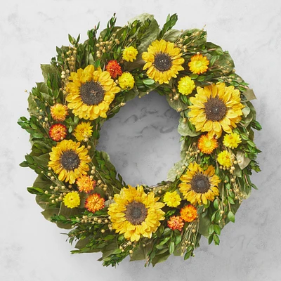 Sunflower & Myrtle Wreath, 22"