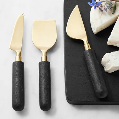 Black Wood Cheese Knives, Set of 3