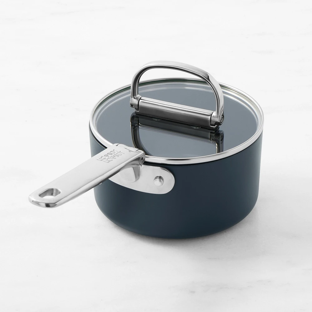 Joseph Ceramic Nonstick Space-Saving Saucepan with Folding Handles