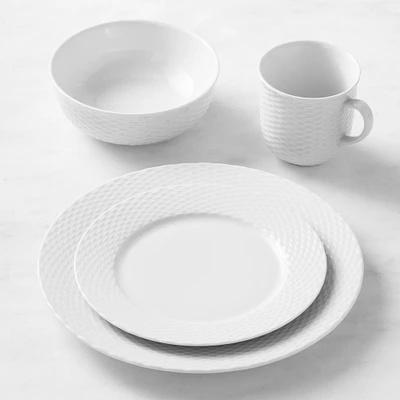Pillivuyt Basketweave Porcelain 16-Piece Dinnerware Set with Cereal Bowl