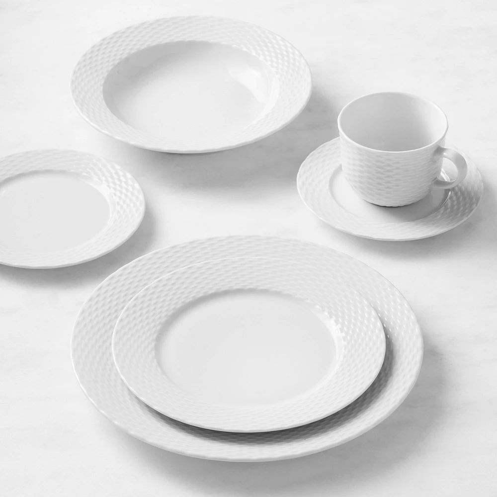 Pillivuyt Basketweave Porcelain 20-Piece Dinnerware Set with Pasta Bowl