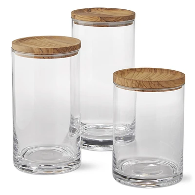 Williams Sonoma Olivewood & Glass Canister