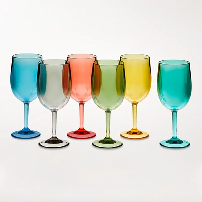 DuraClear® Tritan Outdoor Multicolored Wine Glasses, Set of 6