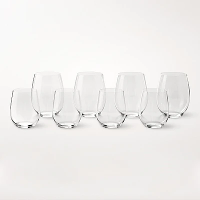 Riedel "O" Stemless Mixed Chardonnay & Cabernet Wine Glasses, Pay-6 Get 8 Set