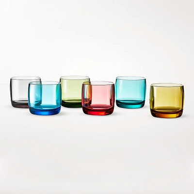 DuraClear® Tritan Outdoor Multicolored Double Old-Fashioned Glasses, Set of 6