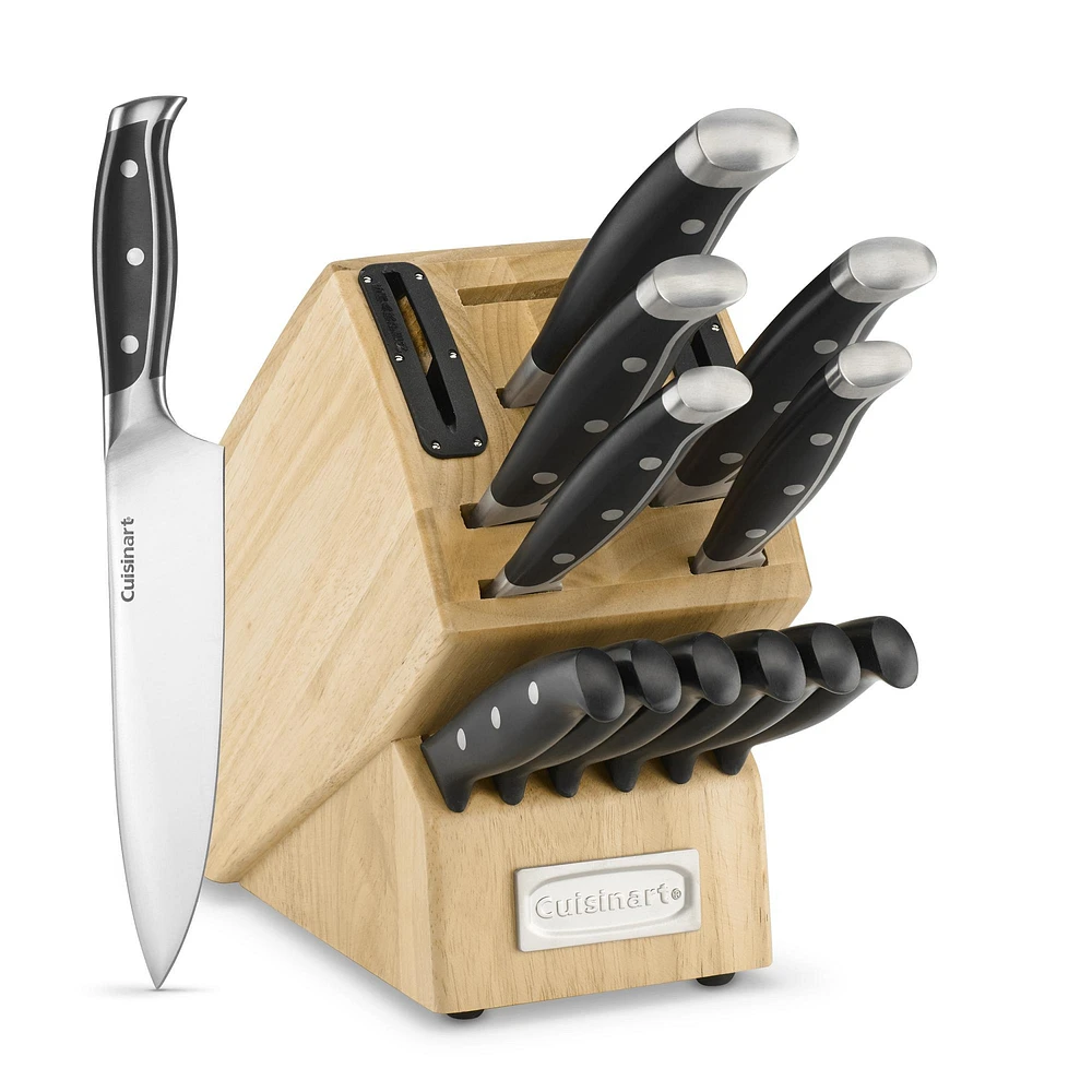 Cuisinart Nitrogen-Infused Stainless-Steel Knife Block with Built in Sharpener, Set of 15