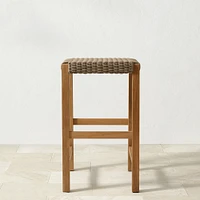 Larnaca Teak All-Weather Weave Backless Bar Stool