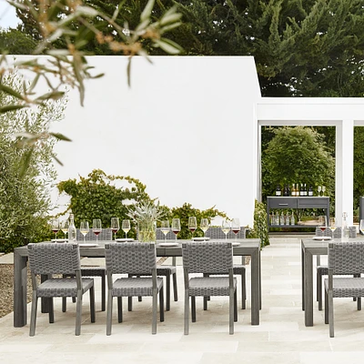 Larnaca Grey Teak Extendable Dining Table & All-Weather Weave Dining Chairs