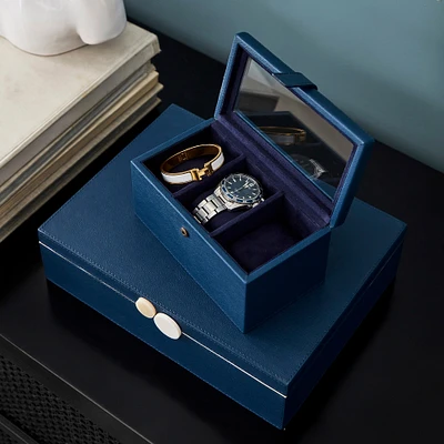 Blue Leather Jewelry Box