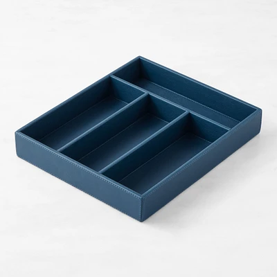 Blue Leather Pencil Tray