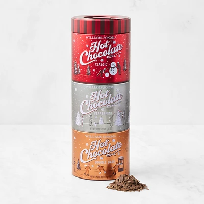 Williams Sonoma Classic, Peppermint, & Double Dark Hot Chocolate Sampler Tin