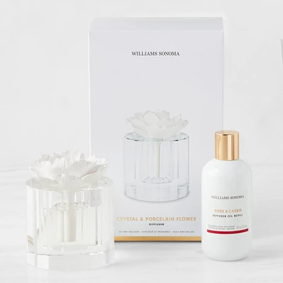 Williams Sonoma Crystal Flower Diffuser and Refill Set, Rose and Cassis