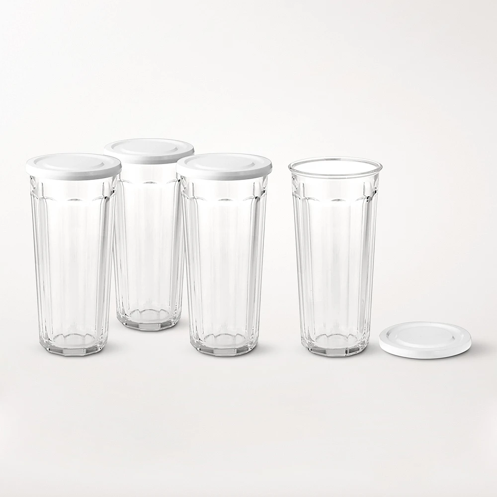 Working Glasses with Lids, Set of 4, 24 oz.