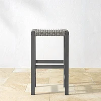 Larnaca Slate Grey Metal All-Weather Weave Backless Bar Stool