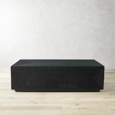 Point Reyes Rectangular Coffee Table, Black + Glass Top