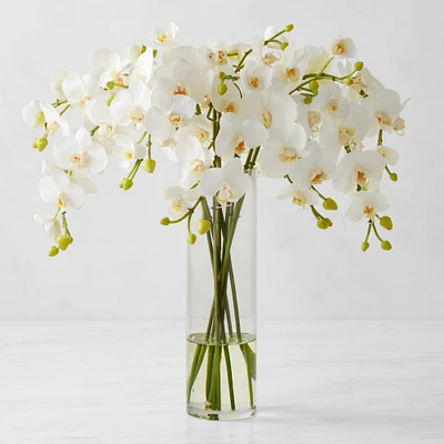 Faux Orchid Arrangement in Slim Vase