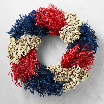 4th of July Patriotic Pinwheel Live Wreath, 20"