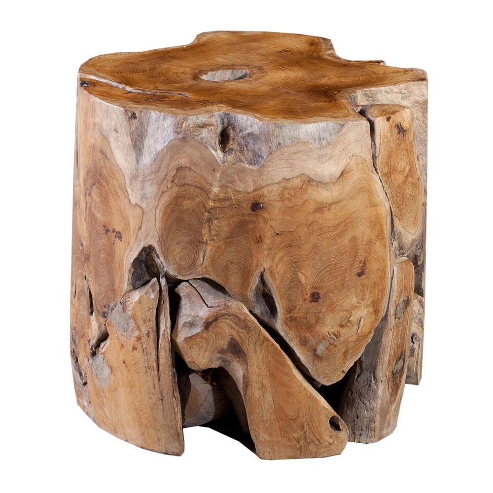 Sliced Teak Live Edge Stool