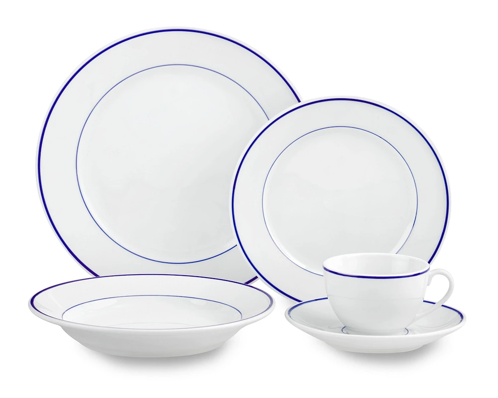 Apilco Tradition Blue-Banded Porcelain Dinnerware Sets