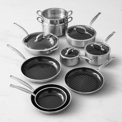 GreenPan™ Premiere Stainless-Steel Ceramic Nonstick -Piece Cookware Set