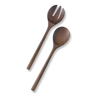 Teak Walnut Finish Salad Servers