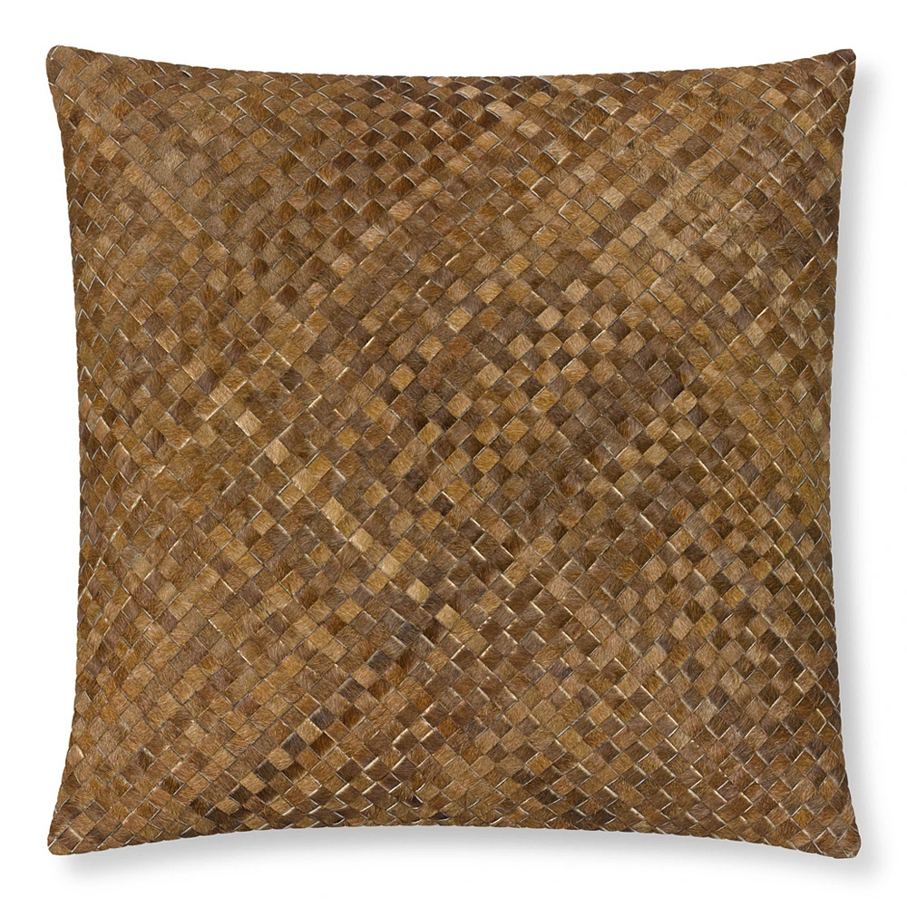 Woven Leather Hide Pillow Cover