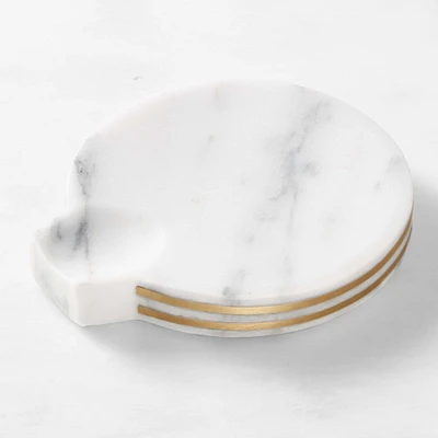Williams Sonoma Arabescato Marble with Brass Inlay Spoon Rest