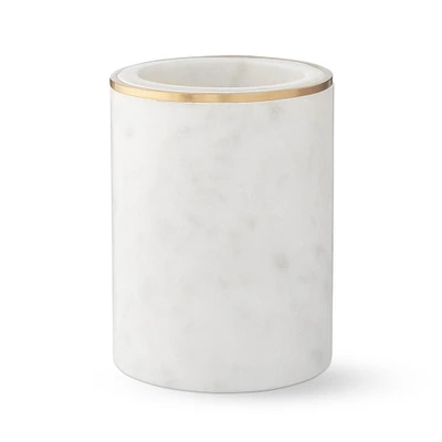 White Marble and Brass Toothbrush Holder